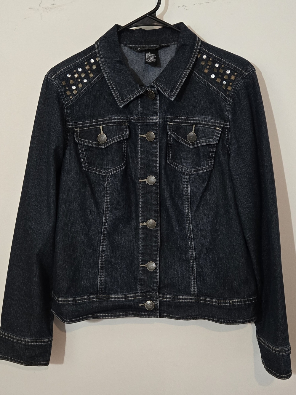 Baccini Dark Blue Denim Jacket with Stud Detail Sz L